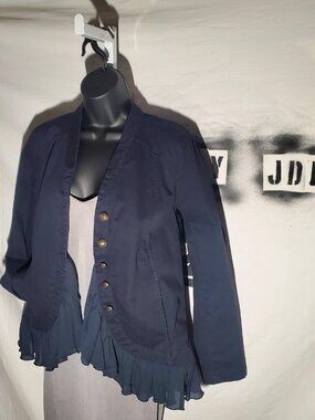 LOGO Lori Goldstein Button Up Jacket With Ruffle Sz 0
